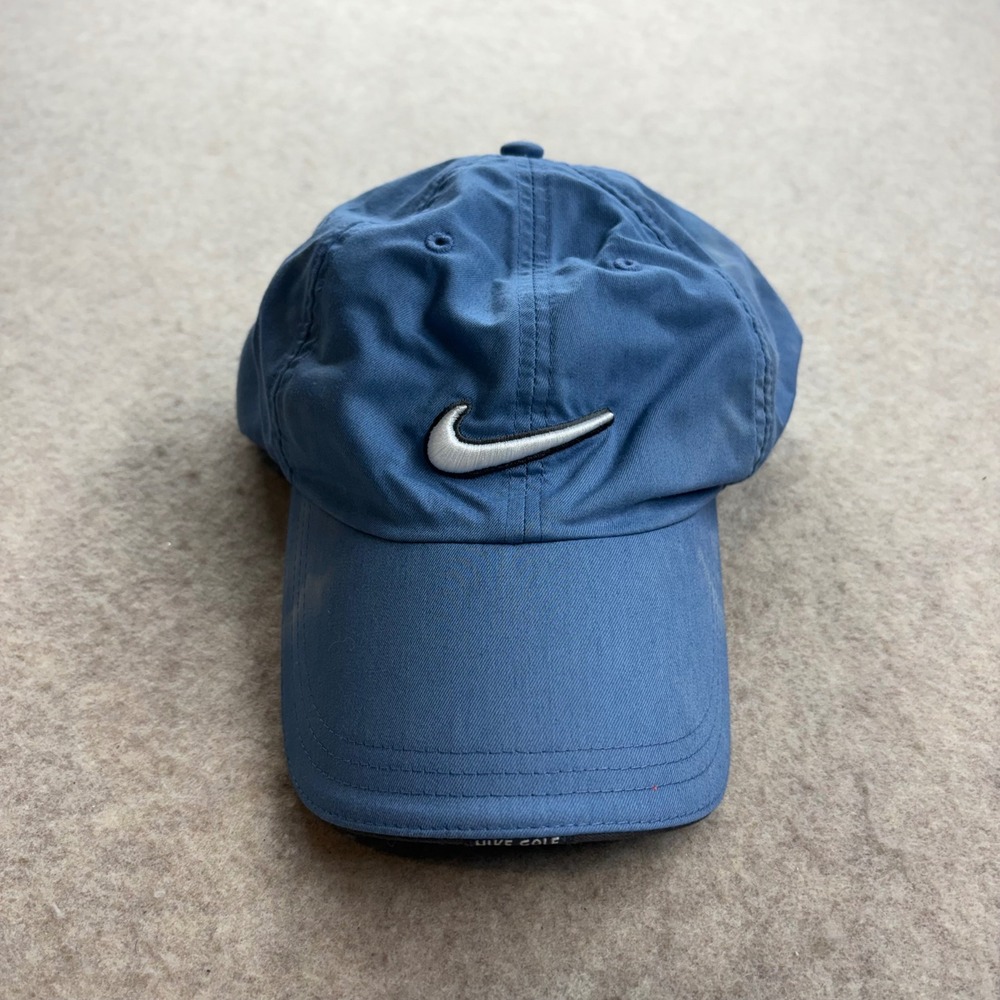 Nike Golf Hat Blue Adjustable Embroidered Swoosh Logo Vintage Faded Cotton Cap